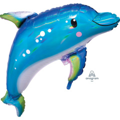 A Шар (29''/74 см) Фигура, Дельфин, Голубой, 1 шт. в уп.